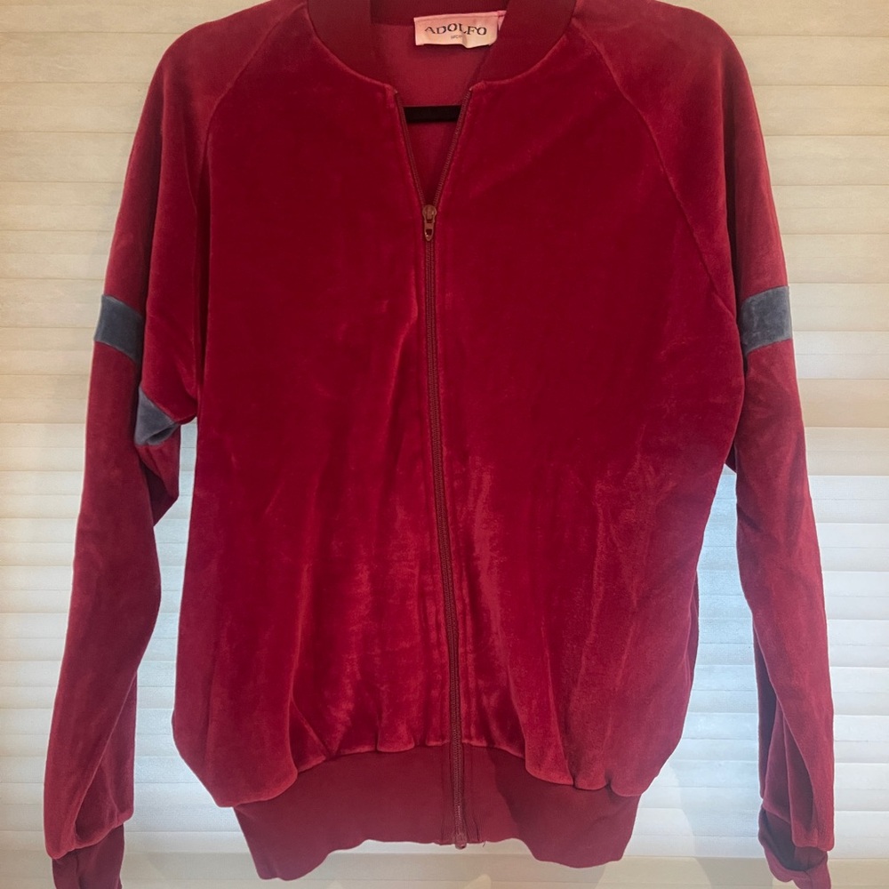 Vintage Adolfo Burgendy Velour Jacket